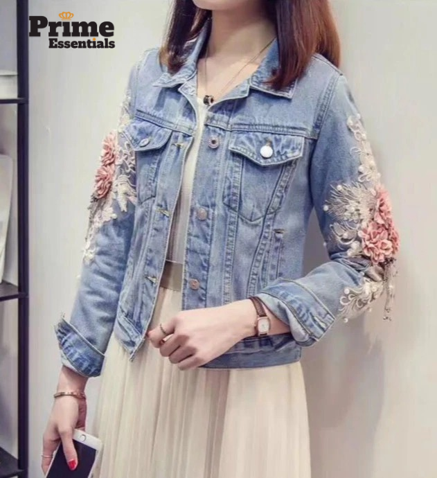 PrimeEssential1's tweet photo. Flowers Pearl #BeadDenim Short #JeanJacket
#FloralFlowers jean Dungaree jacket featuring a denim material, #LongSleeves, Turn-down collar, button-down and floral embroidered.
Visit: https://t.co/b6a0x4lw9K
#primeessentials #denim #jeans https://t.co/gRUAuO4TtE