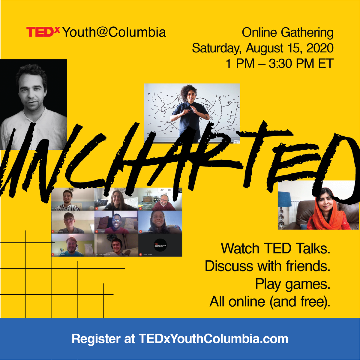 TEDxYouthCola's tweet photo. Join us next Saturday, August 15, for our online TEDxYouth@Columbia event, where you'll meet other curious and passionate people, have insightful discussions, and learn from TED Talks. Register now at https://t.co/vqhAzrL2Wp! https://t.co/PGjRA5X4wl