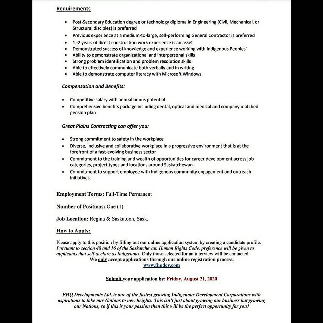 FHQDev's tweet image. Seeking a Project Coordinator on behalf of our partner. This position is  Saskatoon/Regina based and reports directly to the Project Manager. 
Apply today before August 21, 2020: fhqdev.com 
#TokataHRSolutions #GreatPlainsContracting
#projectcoordinator #engineers
