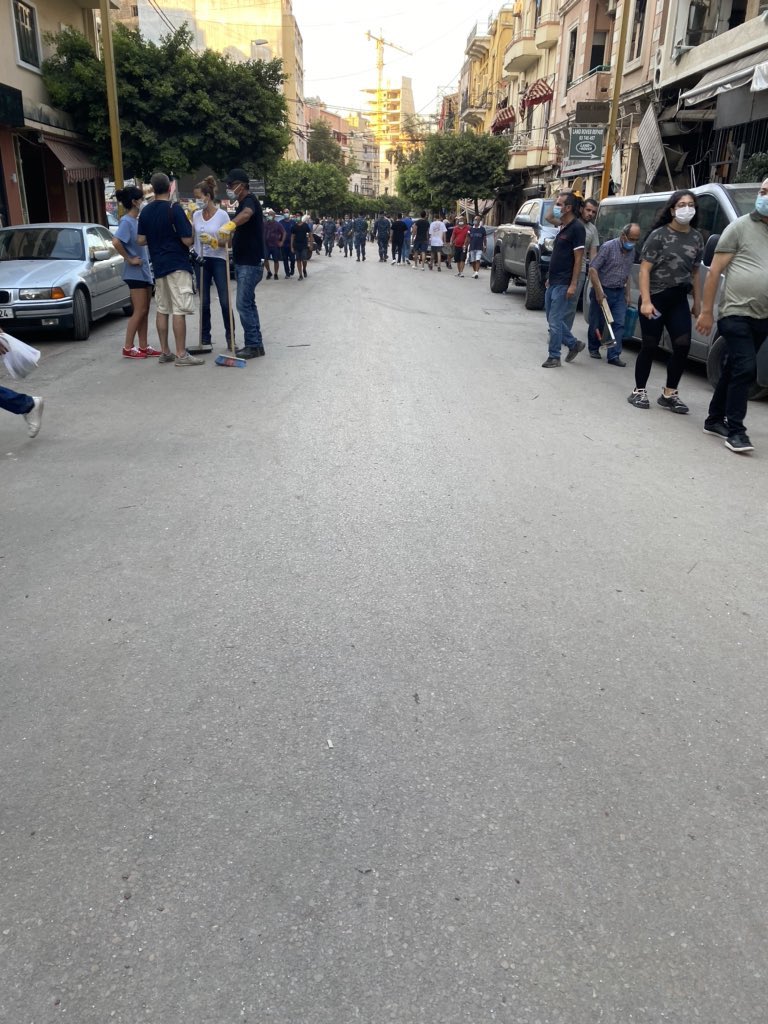 Armenia street last night vs earlier today. Civilian efforts to clean up the mess and help out those affected by the blast have been heartwarming. ❤️ #Beirut
