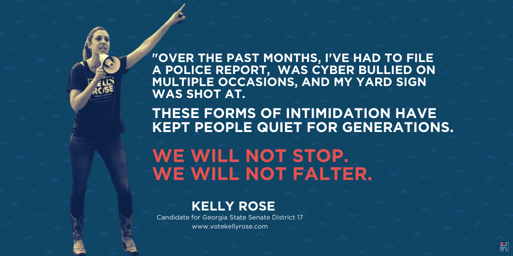 her_term's tweet photo. One of the obstacles women face when running for office are threats & #harassment that stem from #sexism & #misogyny. So we must come together as a community to lift & support each other. Don't mess with #warrior @kellyroseGA17 we stand w you! #gapol #wcw #electher #herterm https://t.co/ZW90MC7BSD