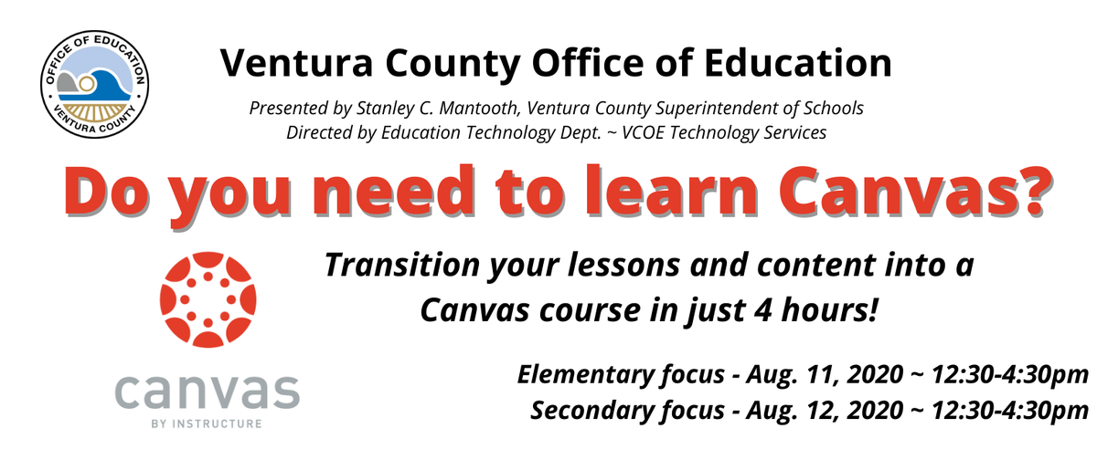 cathyreznicek's tweet photo. Is your district using Canvas for distance learning?
@venturacoe @techiethompson is offering amazing training for teachers to learn how to move their lessons and content into a Canvas Classroom in just 4 hours! https://t.co/wBzxneuIVP https://t.co/yU0cmbaAGK