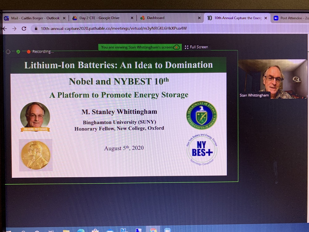 NYBatteryEnergy's tweet photo. Nobel Prize winner Dr. M. Stanley Whittingham delivered a special presentation and keynote at day 2 of the virtual 10th Annual Capture the Energy Conference and Expo! #CTE2020 #EnergyStorage @binghamtonu
The conference agenda can be found here: https://t.co/1MDy2Pudjo https://t.co/62sHSMwP9U