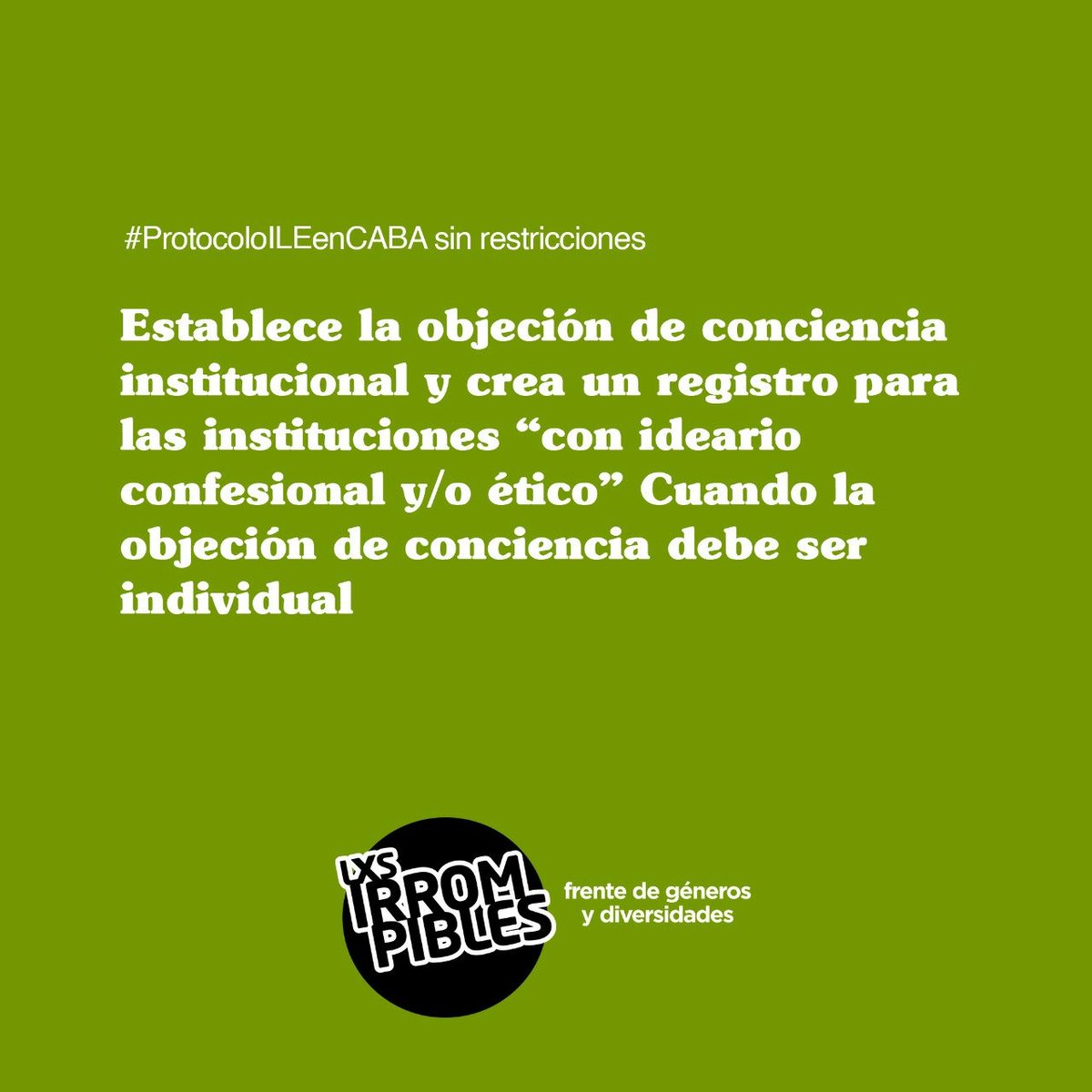 FrenteGyDCABA's tweet photo. Ayer @horaciorlarreta publicó en el Boletín Oficial la adhesión al Protocolo ILE, sin embargo nos encontramos restricciones inaceptables que alteran el contenido del proyecto aprobado en la Legislatura
Exigimos la reglamentación de la ley sin restricciones.
#ProtocoloILEenCABA💚 https://t.co/u5D2F2QTS8
