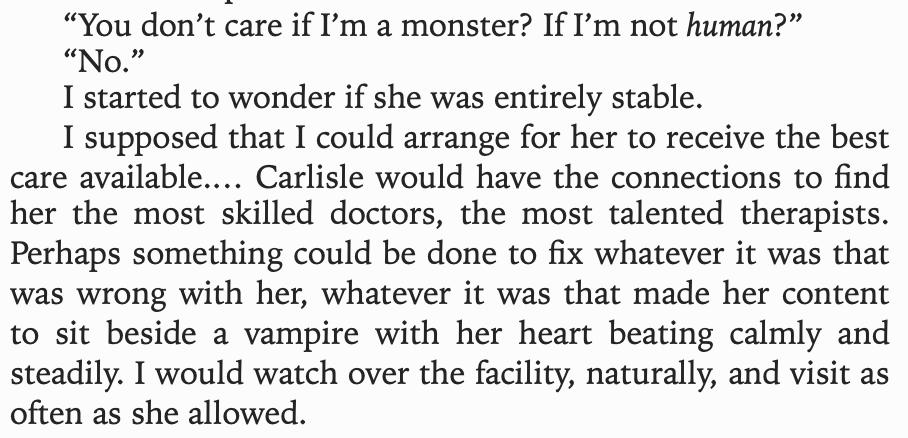 oh my god????? edward making an entire plan to 5150 bella because she is down with vampirism?????? no wonder rob leaked the book