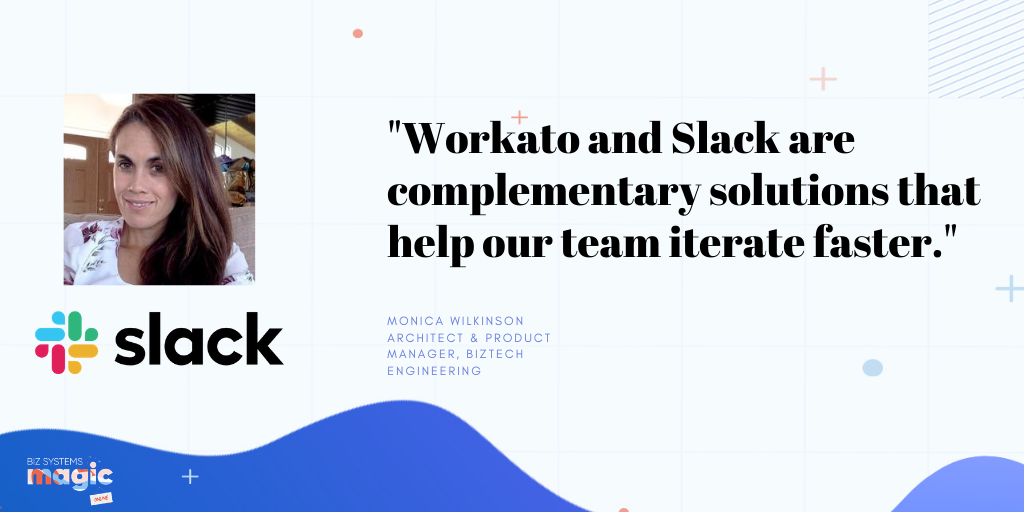 Workato's tweet photo. Monica Wilkinson @SlackHQ sheds light on how Workato and Slack work together at #BizSystemsMagic. https://t.co/32vzWvRf61