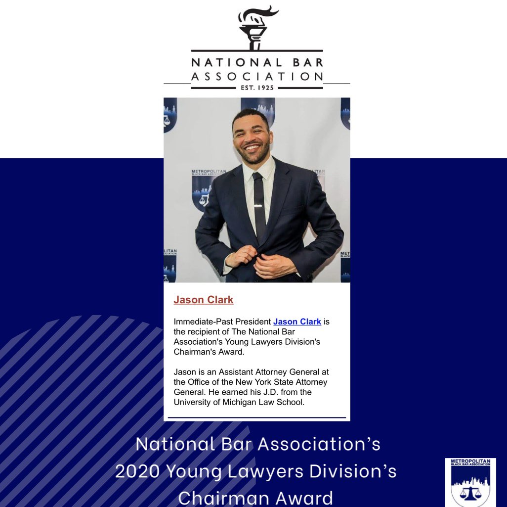 MBBANYC's tweet photo. The MBBA is honored to be the recepient of the @nba_yld ‘s 2020 YLD Division of the Year Award.
Past Presidents Jason Clark, Joseph Drayton, and Past Paula Edgar were recipients of the2020 Division's Chairman's Award.
Thank you @nationalbar @nba_yld
#MBBANYC #MBBALEAP https://t.co/Mk9RLLiKYa