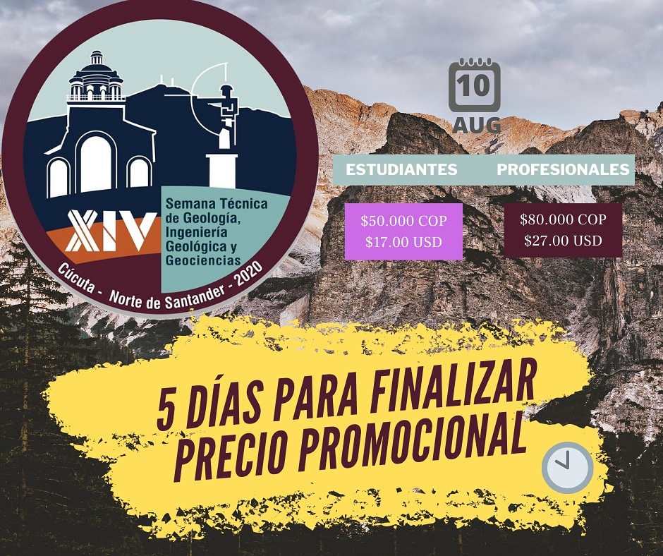 xivstgcucuta's tweet photo. No dejes pasar el tiempo, pronto subirán los precios para las inscripciones.
No te quedes sin participar de la XIV Semana técnica de Geología, Ing. Geologíca y Geociencias.
#stg2020 #geologia #colombia #geology #latinoamerica https://t.co/Wm73xHIBqk