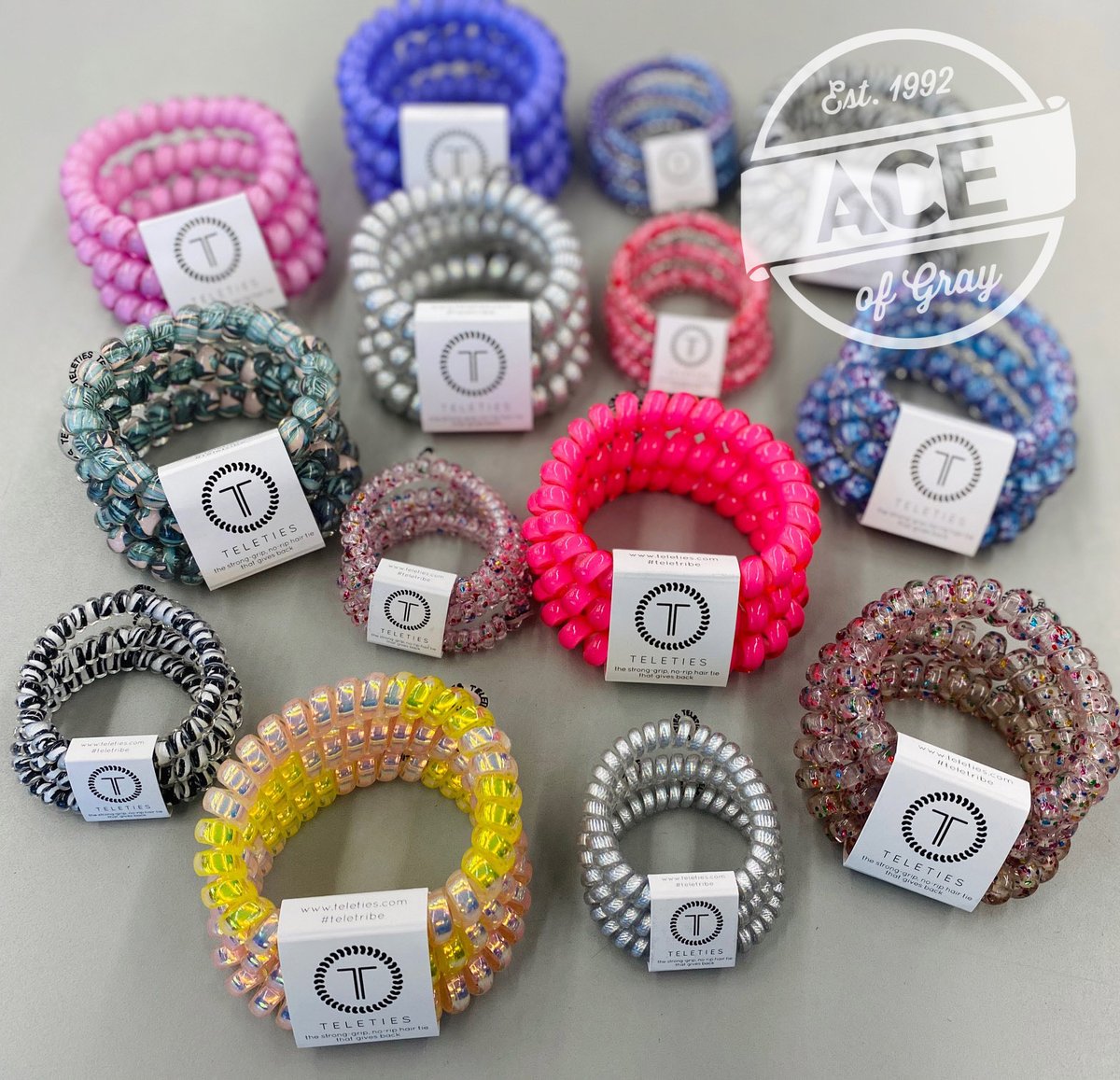 AceofGray's tweet photo. Check out all these NEW Teleties! Big 3pks are just $9.99 and Small 3pks are just $7.99! Add some sparkle and a little less tangle with a cute New Teletie!
#ShopAceofGray #NewArrivals #Teleties #AceStyles #Sparkle #LessTangle #TheresNoStoreLikeIt https://t.co/8HyWbZQKD1