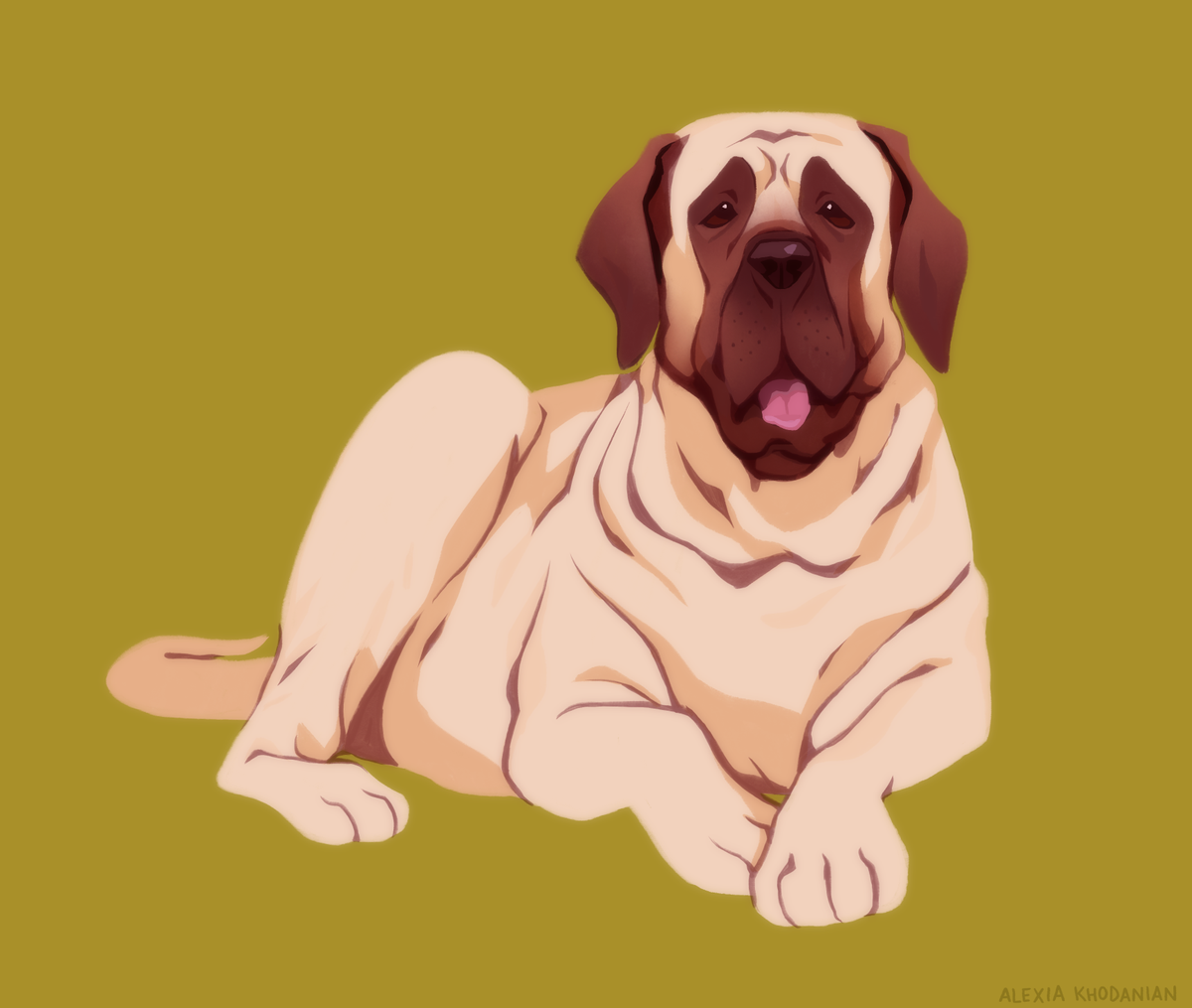  #doggust day 5 Mastiff! I am also now realizing last years doggust prompts are totally different from this years but these dog illustrations are like some of my fav art i've done so of course I'm gonna bring em back!