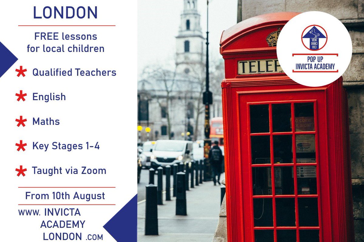 💥The <a href="/InvictaAcademy/">Invicta National Academy</a> London has launched FREE online catch-up lessons this summer in English and maths for pupils aged 5-16.💥

🙋 Sign your child up for classes: invictaacademylondon.com/book-lessons

🚨⚠️Places going fast, don’t delay, 📚 up today! ⚠️🚨<a href="/Leila_Roy/">Leila Roy</a>