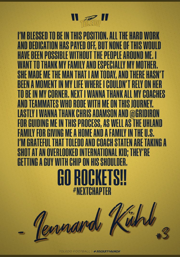 Next Chapter 👀.  #onerocket 

<a href="/ToledoFB/">Toledo Football</a>
<a href="/GridironImports/">Gridiron Imports Foundation</a> 
<a href="/Coach_Staten/">Mark Staten</a>  @RickyCicconeUT <a href="/CoachCandle/">Jason Candle</a>