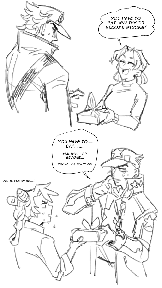 jotaro trying to bond with his daughter using an old trick he learned from his mother! 
alas, next time he might want to work on his delivery....