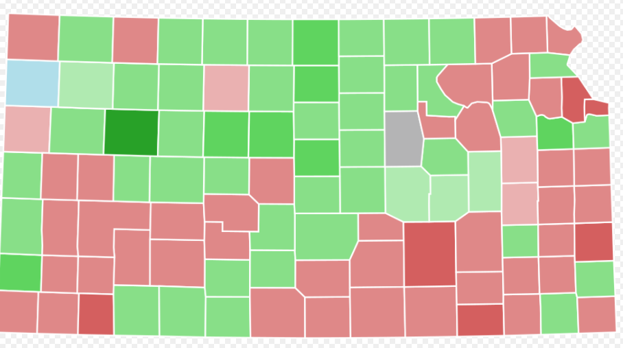 Compared to the 2018 Gubernatorial Primary, in which Kobach won against incumbent moderate Colyer with the help of Trump's endorsement, Kobach clearly underperformed everywhere, but especially in the west, where Marshall's house seat is.