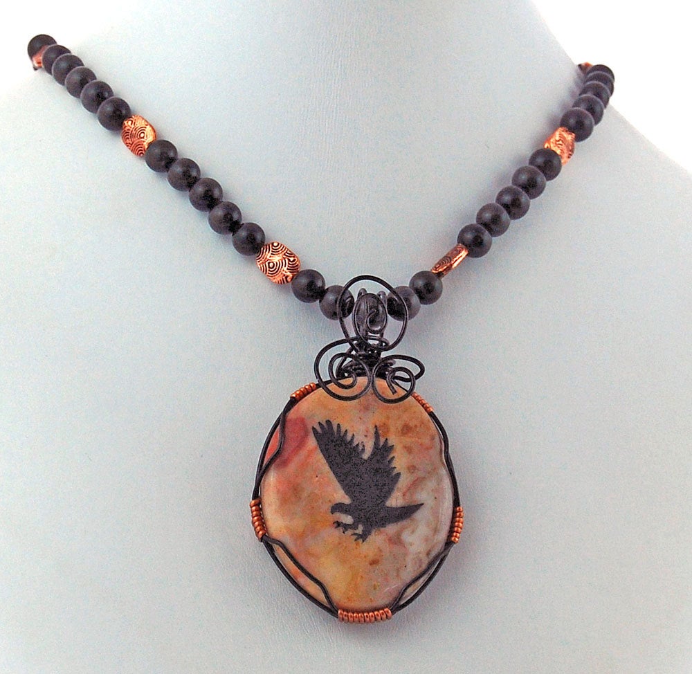 Excited to share the latest addition to my #etsy shop: Jasper Eagle Spirit Totem Pendant Rainbow Obsidian Copper Necklace etsy.me/3ieKGMG #brown #copper #unisexadults #stone #jasperpendat #jasperjewelry #obsidiannecklace #obsidianjewelry #coppernecklace