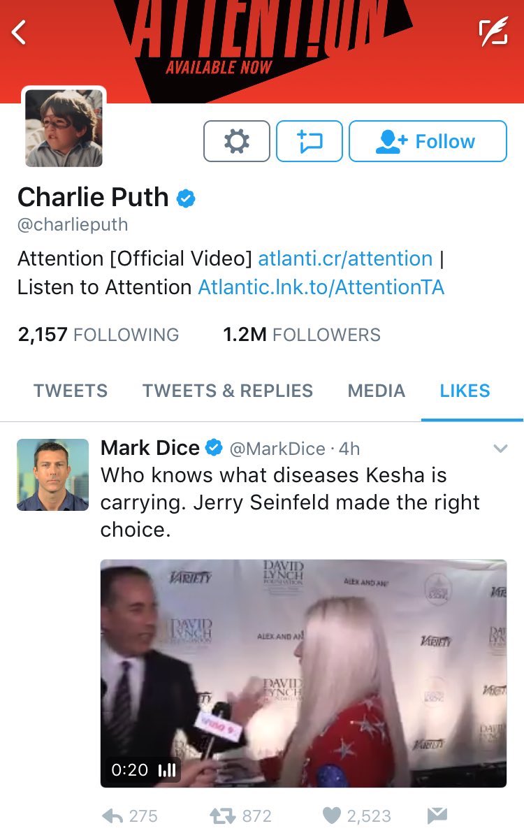 A year later, CP likes a tweet by white supremacist blogger Mark Dice (we should probably discuss that part too) joking about Kesha’s body being diseased. Mark Dice is extremely far right, and in context of the case, believes that Kesha was at fault for Dr. Luke abusing her.