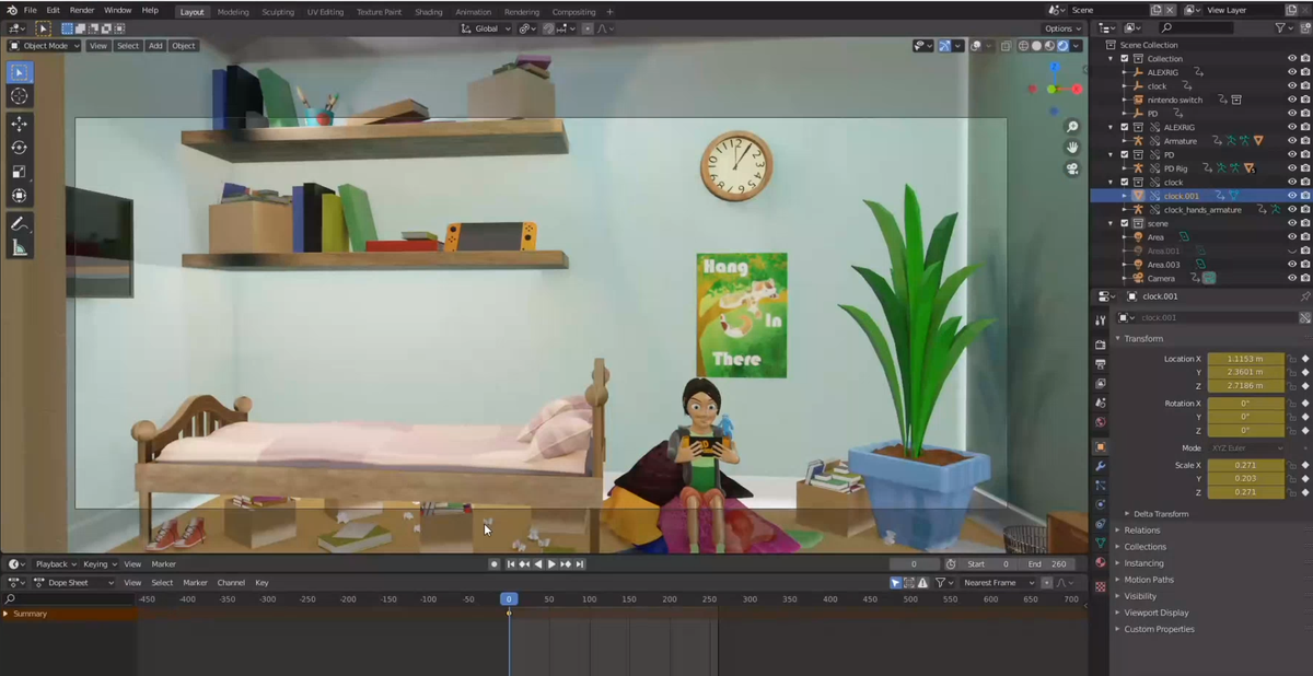3Dami's tweet photo. But everything is slowly coming together. Tomorrow is the last day of serious animation, with 'Render Friday' closing in fast! #b3d #summerofanimation https://t.co/8uvRElGfZb