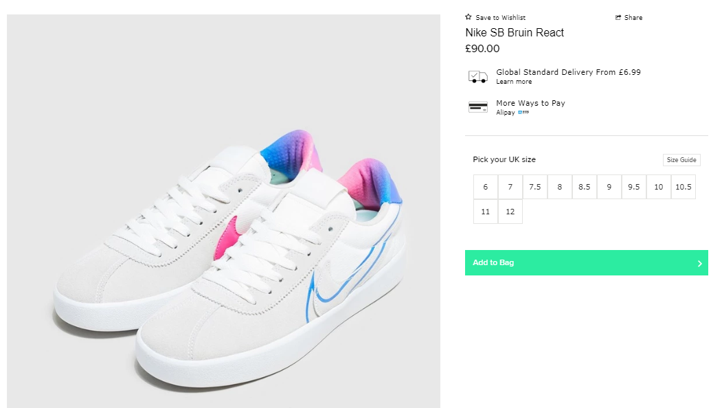 nike sb bruin react blue flame