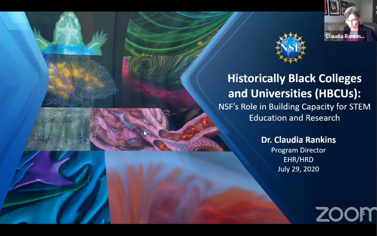 NSF_NSB's tweet photo. .@NSF EHR Director Claudia Rankins gives an overview of the history of NSF investments in Historically Black Colleges and Universities.  This presentation was made on July 29, 2020 at the NSB meeting. Click for the session: https://t.co/twVEsW5EN6 #HBCU #Science #STEM #Research https://t.co/AclLXvIr5p