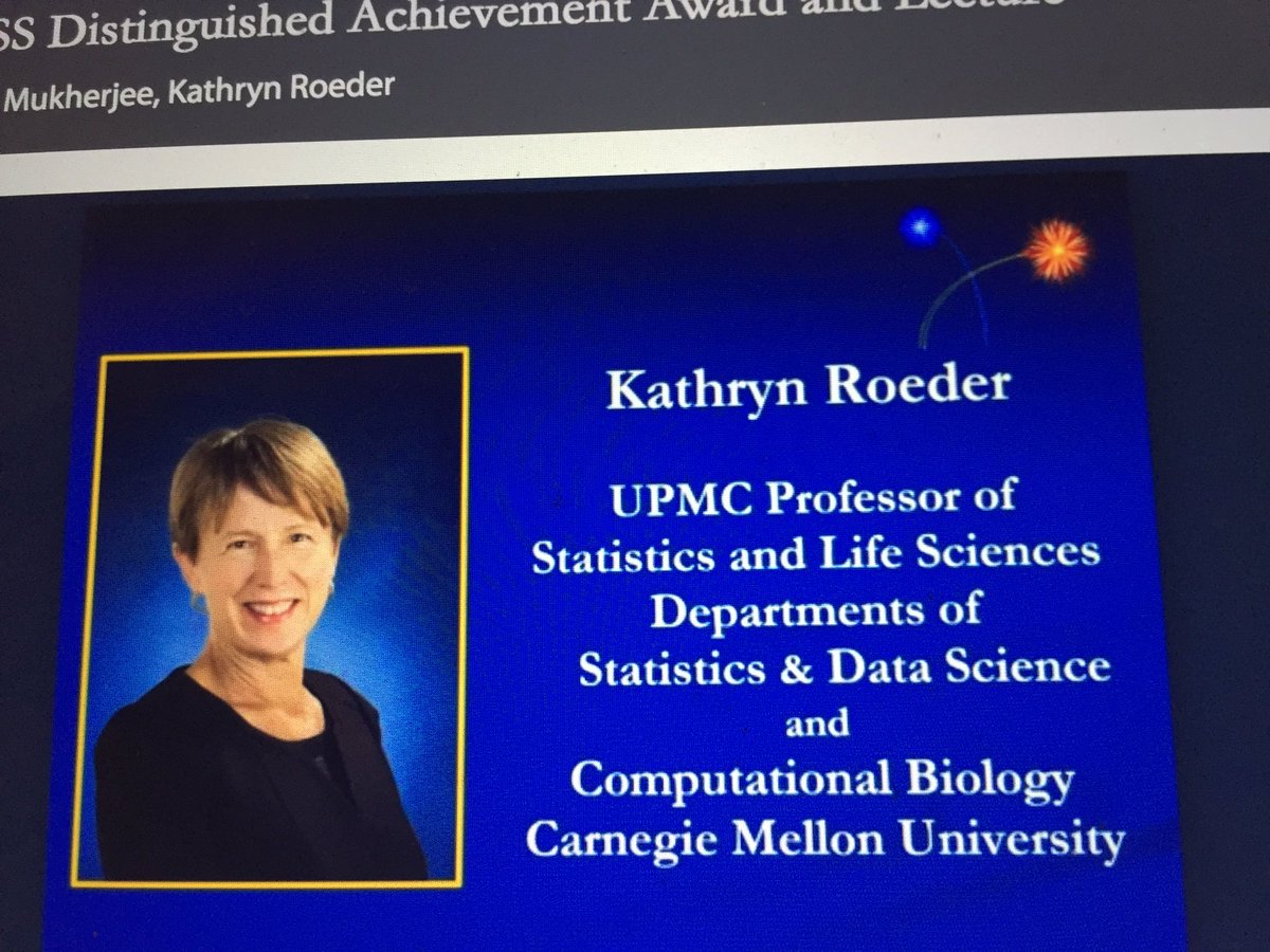 CMU_StatDS's tweet photo. Super proud of @CMU_Stats Kathryn Roeder, winner of this year’s COPSS Distinguished Achievement Award! #JSM2020 @AmstatNews https://t.co/euYRLhGq96