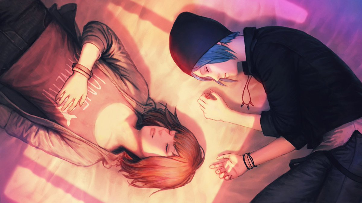 LifeIsStrange's tweet photo. A peaceful moment of Max and Chloe, beautifully captured in this weeks #FanArtFriday by @kako_to_mirai https://t.co/KjpcBk0y19