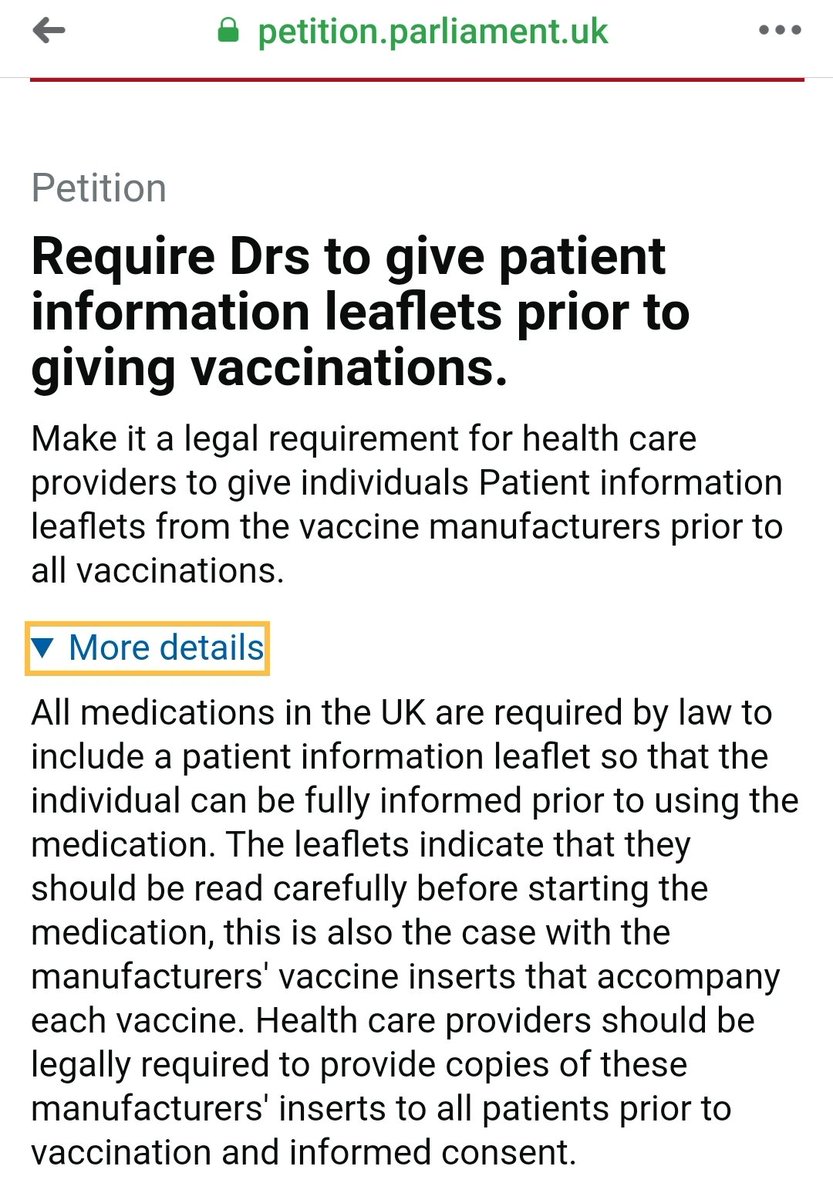 Random_m_e's tweet image. Sign and share

*** (We can't petition against mandatory vaccines because the Government says they are not mandatory now, and they reject the petition)***

Require Drs to give patient information leaflets prior to giving vaccinations.

&amp;gt;petition.parliament.uk/petitions/3016…&amp;lt;