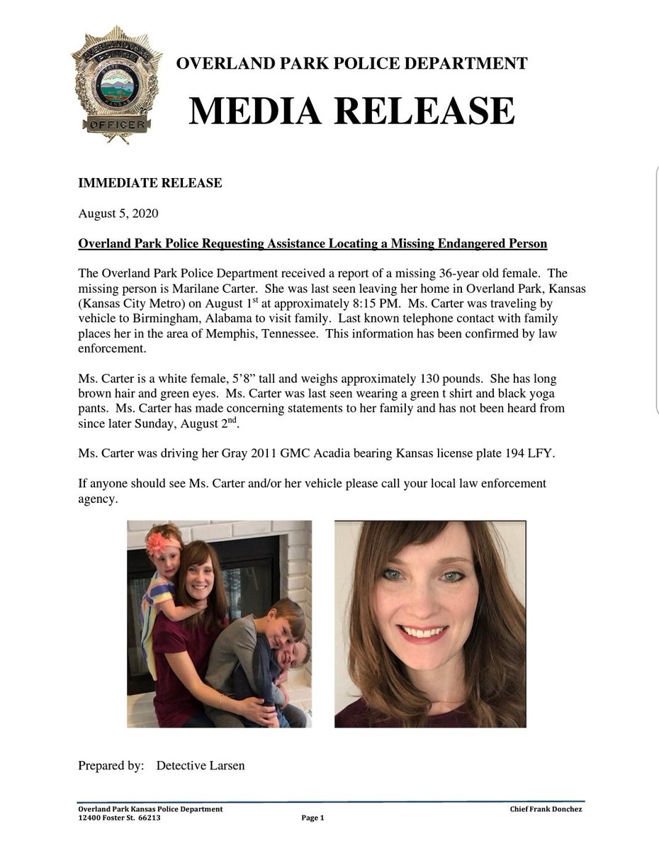 MEM_PoliceDept's tweet photo. Have you seen this missing Kansas mother? She is believed to have traveled through the Memphis Metro area. https://t.co/MA3QNGPbIE