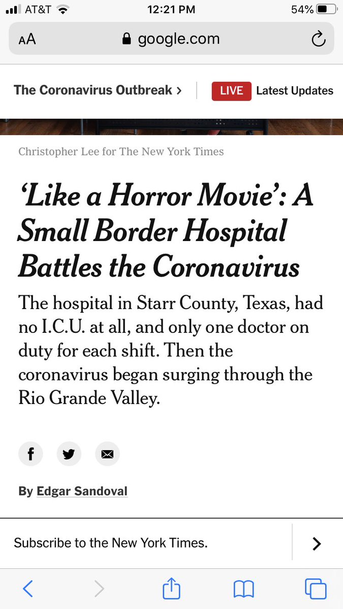 Team Apocalypse v Team Reality, a story in two acts. ACT 1:  @nytimes finds a rural hospital in a tiny and desperately poor county on the US/Mexico border - a hospital with NO intensive care beds - and proceeds to proclaim that the  #Covid outbreak is “like a horror movie.”