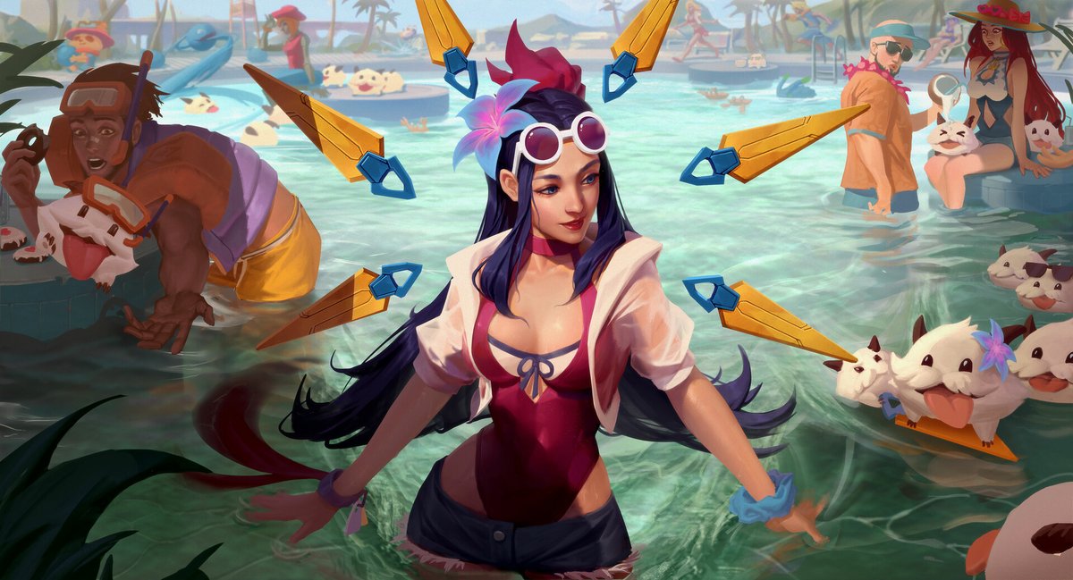 Ant on Twitter: "Art Feature: Pool Party Irelia, by @chenshuojia124!Di...