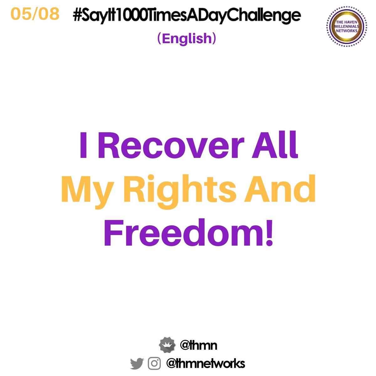 sayit1000times's tweet photo. I Recover all my Rights and Freedom!
#SayIt1000TimessADayChallenge
#SayIt1000TimesADay
#MyAffirmationMyExperience #THMNetworks
#THMN
#RaisingFinancialGiants #GodsAnswerToTheNeedForTrueLeaders
#Godman
#wisdom https://t.co/MTIccY4NOa