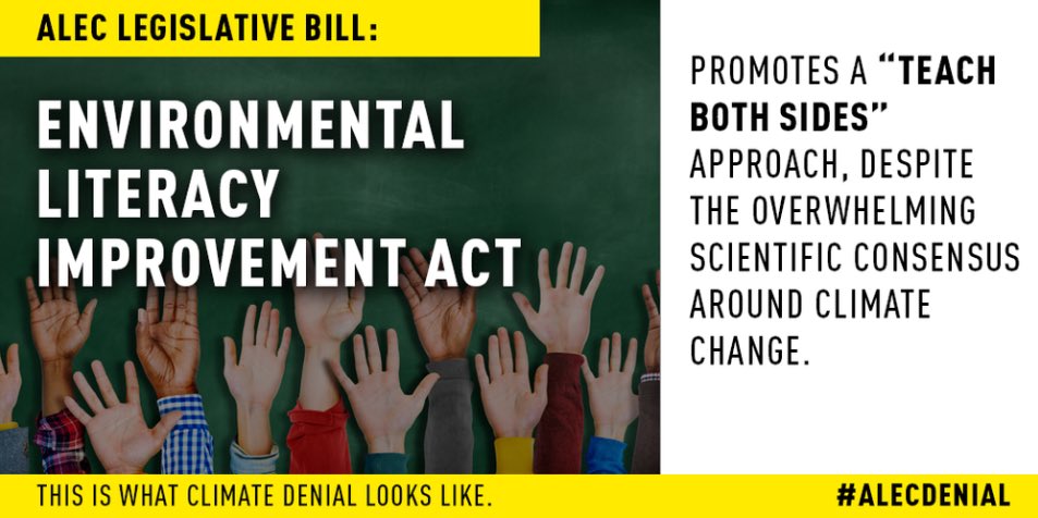 Then there’s ALEC’s "Environmental Literacy Improvement Act"Teaching climate denialism debunked by 97% of scientists is about as balanced as a rock on a seesaw.  #CopyPasteCorruption