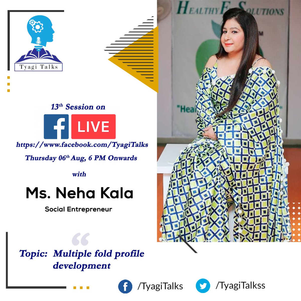 ConvictionBA's tweet photo. TyagiTalks is immensely delighted to host Ms Neha Kala one of the leading Socio Entrepreneur’s to speak on multiple fold profile development .Ms Kala has many first to her name and is a inspiration to many when it comes to helping the society . #NehaKala https://t.co/G2jLciWR9u