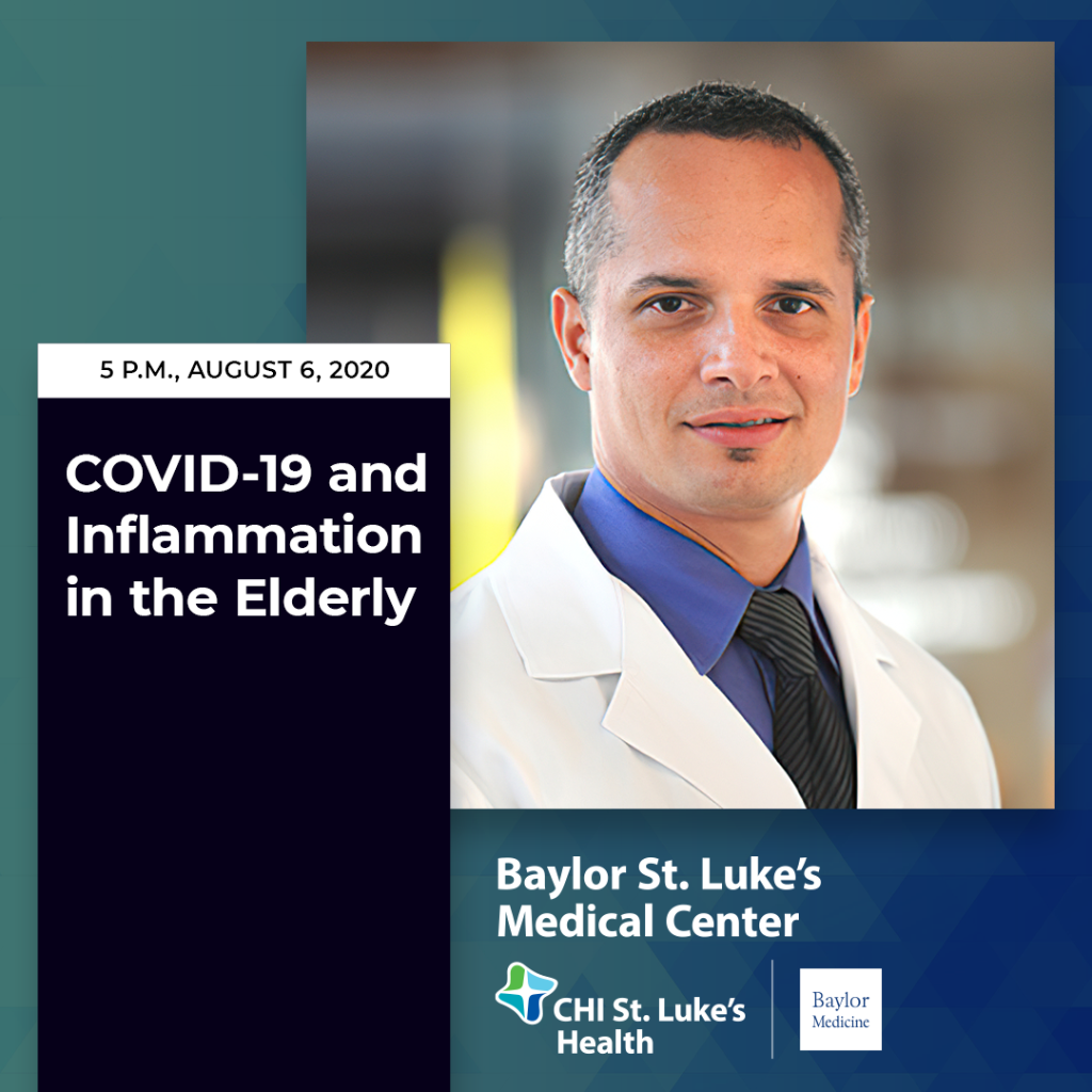 StLukesHealthTX's tweet photo. Join Dr. Gustavo Rivero, a #hematologist and #oncologist at Baylor St. Lukeβs Medical Center, as he hosts an International Virtual Round Table on #COVID19 and #inflammation in the elderly in at 5 p.m. on August 6, 2020.https://t.co/hJKNAM29zN
#COVID_19 #COVID https://t.co/k8xI30ueIM