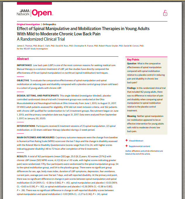 PhysioMeScience's tweet photo. Effect of Spinal Manipulative and Mobilization Therapies in Young Adults With Mild to Moderate Chronic Low Back Pain

 A Randomized Clinical Trial

🔓👀👀👇
https://t.co/Wj1ZQ0X7YD https://t.co/ynMRvPSzTw