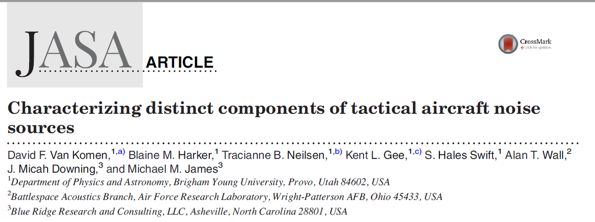  @tbnbyu and  @KentLGee and their students measured the noise created by military aircraft to better understand the acoustical properties of the noise in an effort to mitigate the negative effects.  https://asa.scitation.org/doi/10.1121/10.0001260
