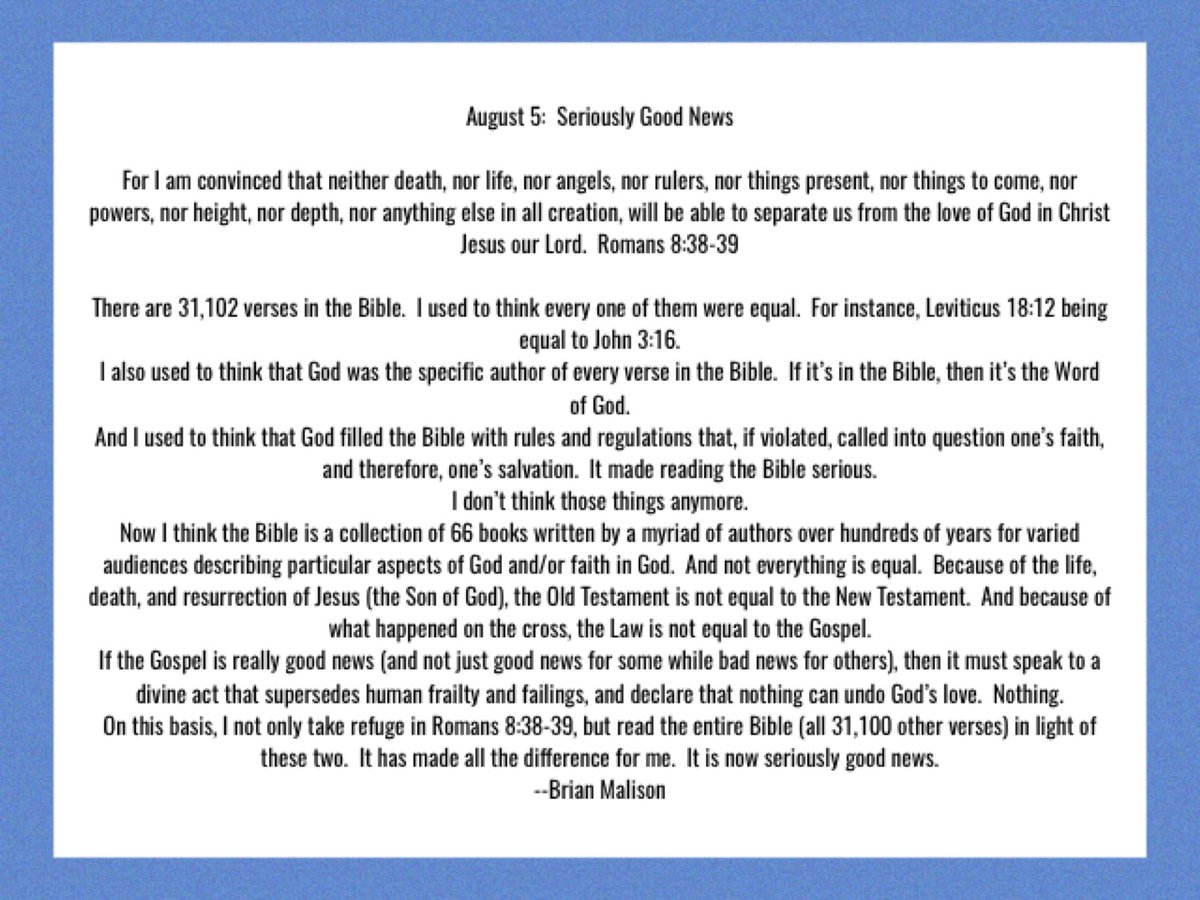 Today’s Chrysalis devotional by Pastor Brian Malison.
#goodnews #gospel #newtestament #romans #discipleship