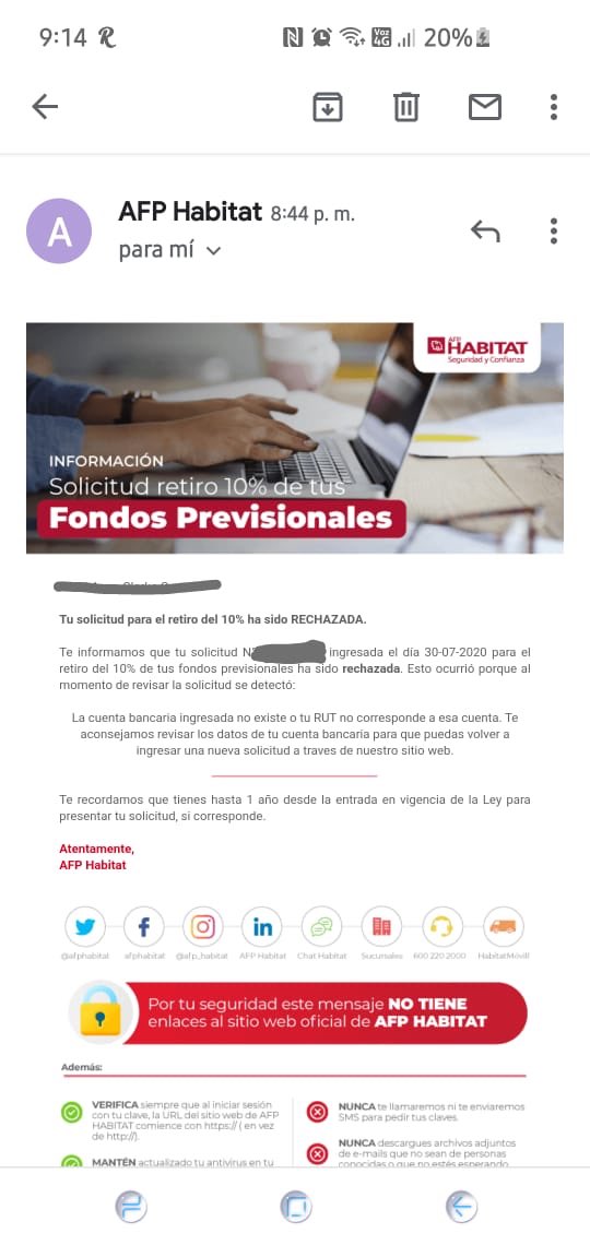 Sebaconbe's tweet photo. @afphabitat inaceptable la justificación para no cumplir #Retiro10xCiento datos son ingresados correctamente pero insisten en patear las necesidades d los chilenos @Superpensiones ojalá puedan hacer d este un proceso serio y responsable no con manipulación del @GobiernodeChile https://t.co/udt3fJuAWJ