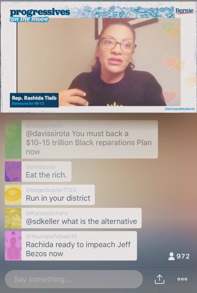 AreelUS's tweet photo. @BernieSanders @CoriBush @RashidaTlaib @JamaalBowmanNY That was a great livestream. We need more progressive people of color to run for office.
@BernieSanders @SenSanders @People4Bernie @OurRevolution @RepRashida @RashidaTlaib @CoriBush @JamaalBowmanNY #StreamTheBern #ProgressiveWave2020 #BlueWave #VoteBlueToSaveAmerica #Election2020 https://t.co/fnk13Q6ICZ