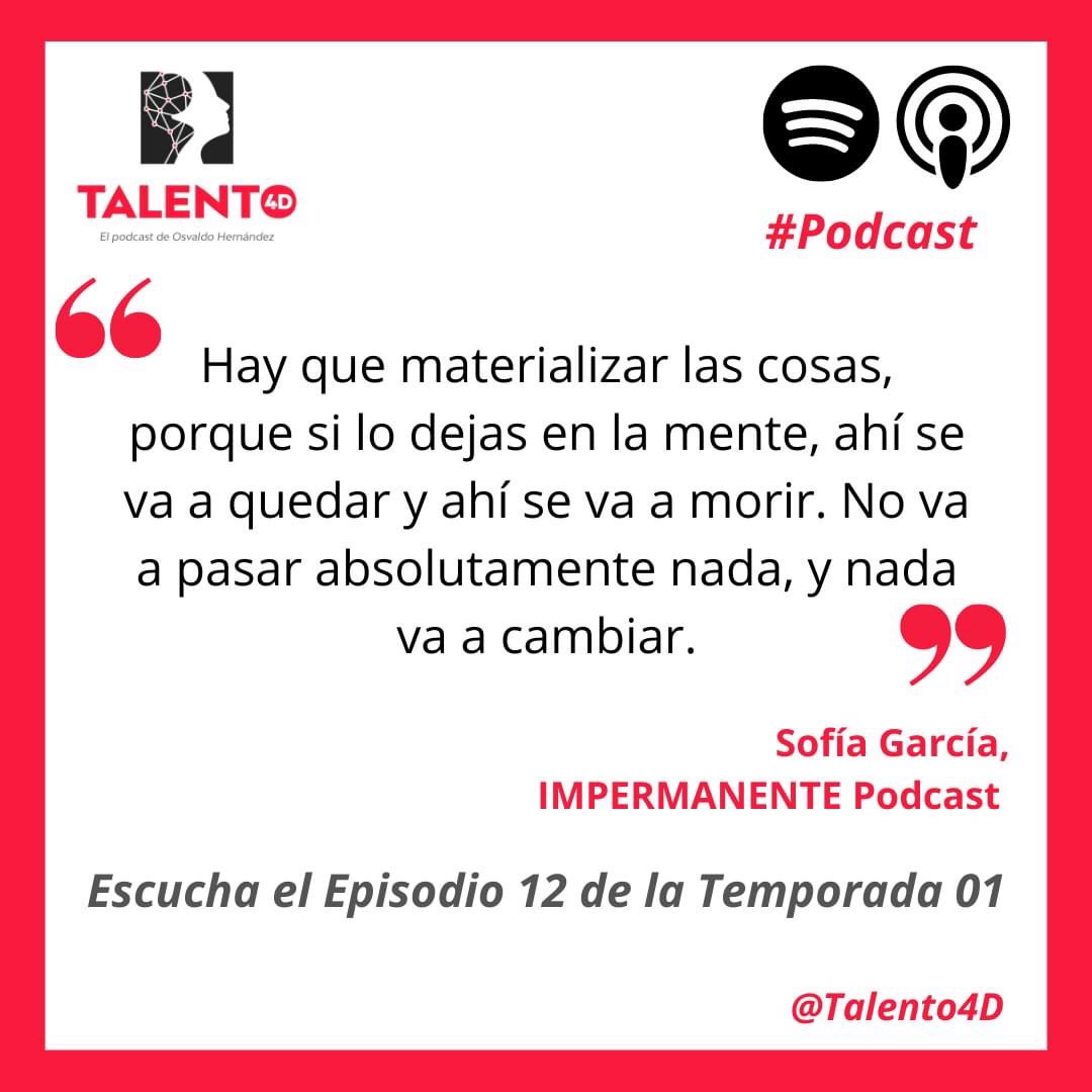 Talento4D's tweet photo. ¿Cuántas ideas del millón has dejado pasar por miedo al fracaso, por procrastinar, por falta de enfoque? En este episodio Sofía García, creadora del podcast Impermanente nos habla de la importancia de ACCIONAR.
#Talento4D #Spotify #ApplePodcasts
#EmprendedorConsciente https://t.co/vMFTEh4zjW