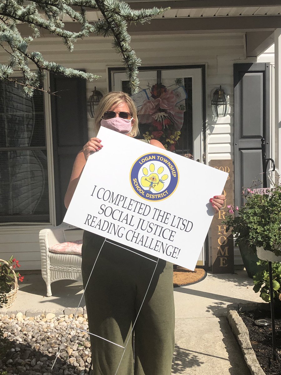 HeatherMoranNJ's tweet photo. BEST part of my week by far!  Delivered signs to some @LoganTownshipSD students who have completed the Social Justice Reading Challenge?  Who will be next? What have you read to broaden your thoughts? #readingmatters #socialjustice #loganproud https://t.co/R4LloLbdNf