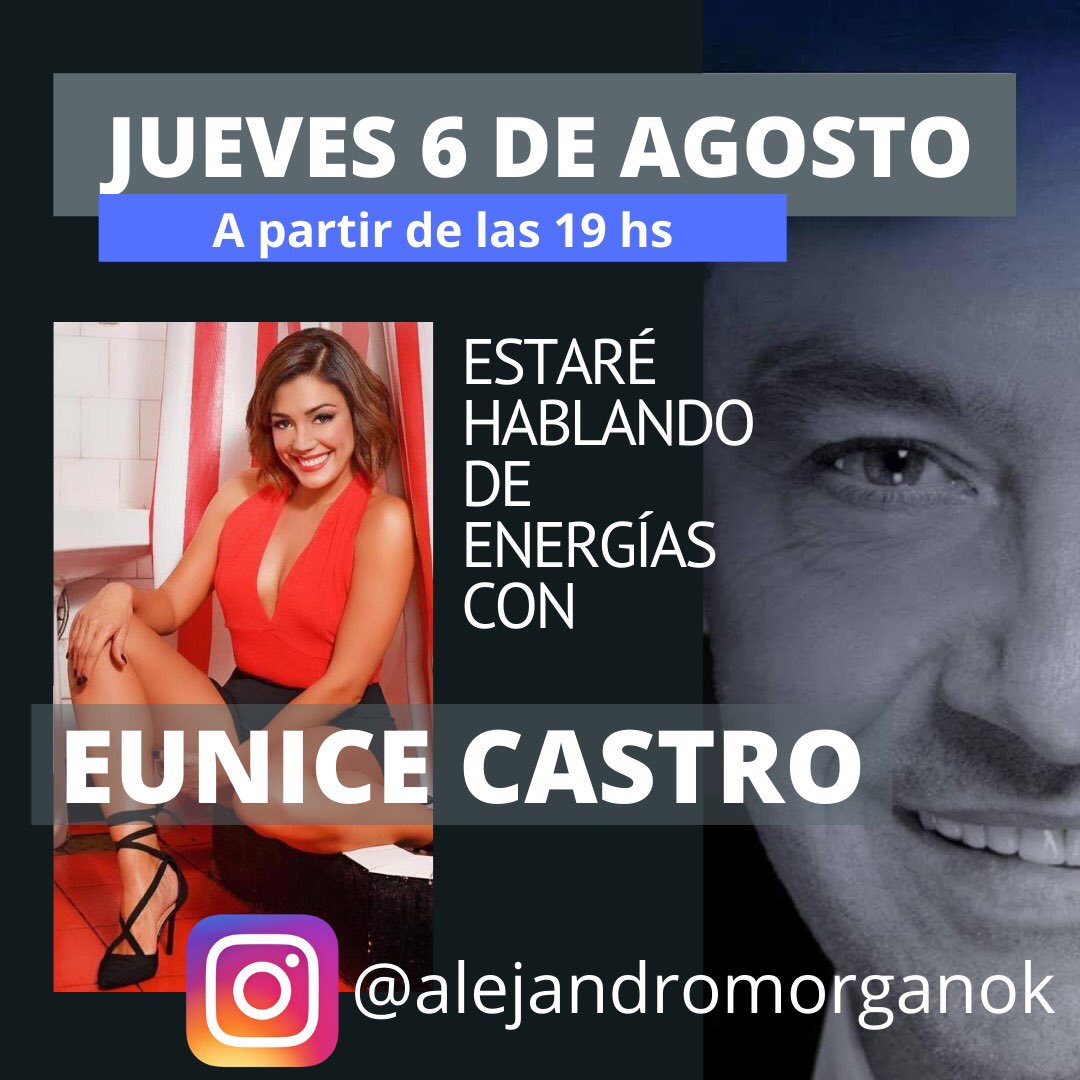 Te espero este Jueves a las 19 hs junto a Eunice Castro a las 19 hs en vivo Instagram @alejandromorganok