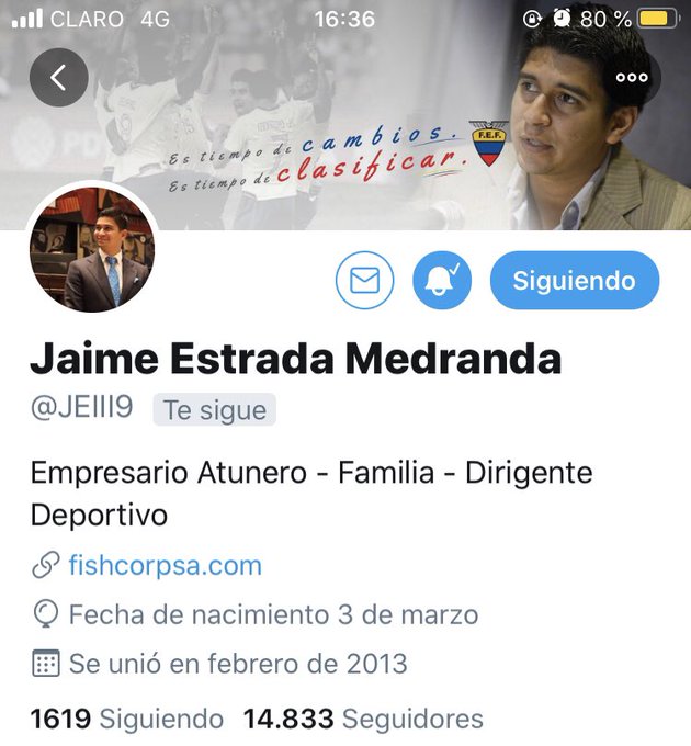 JAIME ESTRADA CAMBIA BIOGRAFÍA EN SU PERFIL DE TWITTER Revista Winner