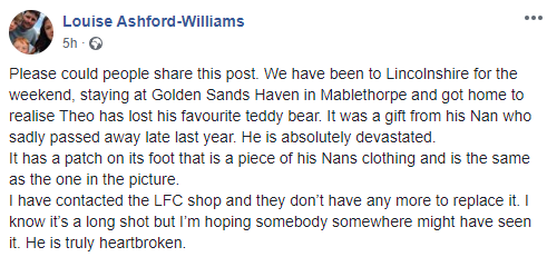 qu1ncey's tweet photo. 🐻LOST TEDDY #MABLETHORPE. Please read/RT🧸
https://t.co/OB6uT1vLOo
@MablethorpeAcad @LabourinMabo @RNLIMablethorp1 @MablethorpeNCI @MablethorpeInfo @mymablethorpe
@LFC @LivEchoLFC @LFCRetail @AnfieldWatch @thisisanfield Can anyone do anything for this little lad please?? https://t.co/BuHvQ3Ydxj
