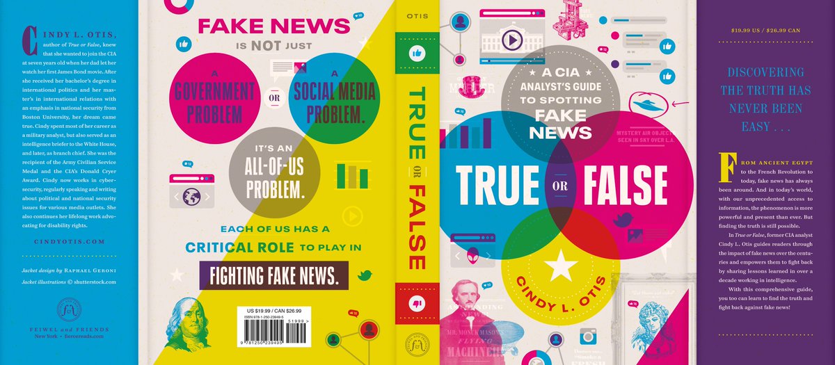 For the cover, I hid a bunch of “fake news” headlines taken from history that are printed with a spot gloss finish so they can be “decoded” when the book is held at a particular angle.