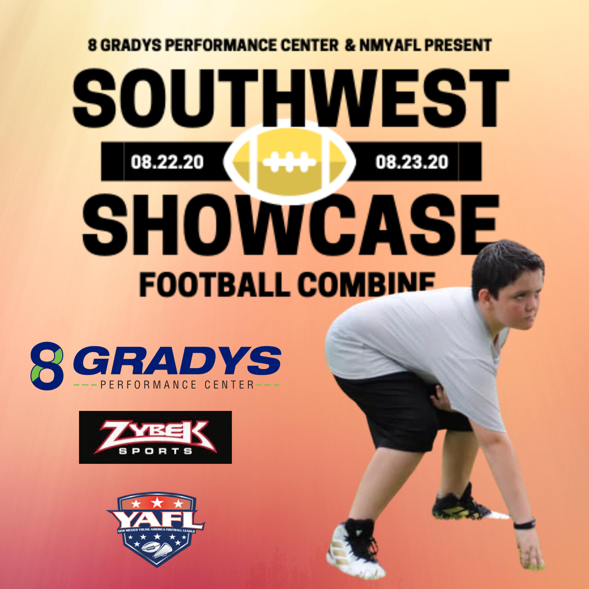 8Gradys's tweet photo. Open to all athletes ages 8-14. Laser timed 5-10-5, 40 Yard Dash, Force Plate Measurement, Broad &amp; Vertical Jump, Height, Weight. Each athlete will receive an RFID bracelet and expansive nationally recognized combine test results.
#YAFL
@NMYAFL1

https://t.co/UficBcS0gl https://t.co/NJsohVXiZ2