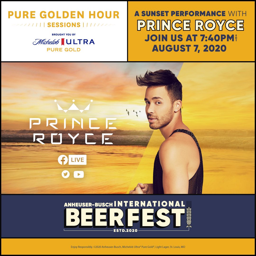 Join me this Friday at 7:40pm ET for a sunset performance and conversation. I’m celebrating #InternationalBeerFest with <a href="/MichelobULTRA/">Michelob ULTRA</a> Pure Golden Hour Sessions. Don’t miss out! #PuroOro