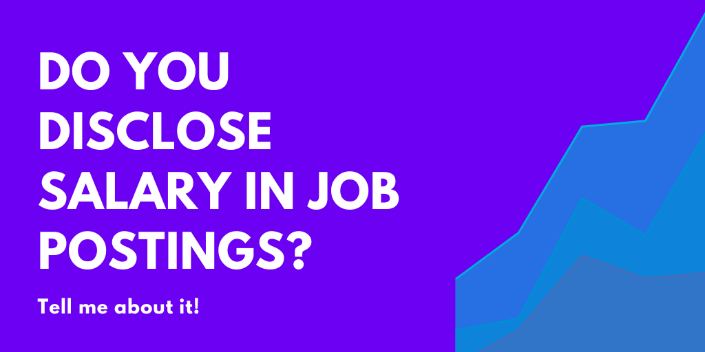 White text reading "Do you disclose salary in job postings" on purple background.