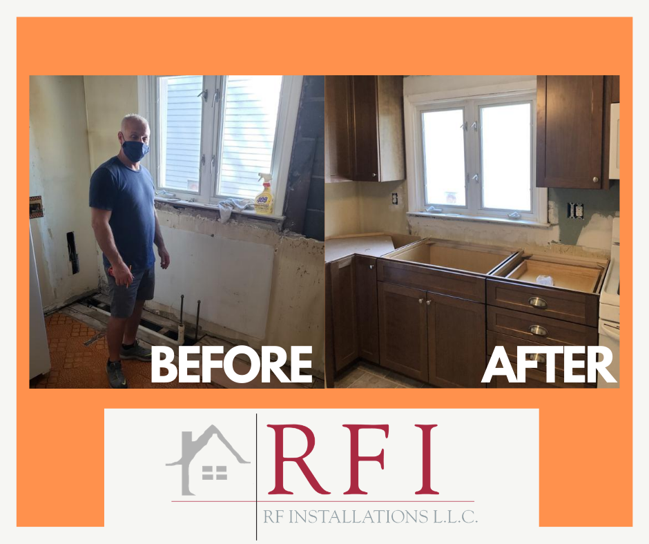Cabinet install from scratch! Great work being done in Philadelphia. <a href="/RFIMidatlantic/">RFI_MidAtlantic</a> <a href="/thdShannon/">Shannon Brown</a> <a href="/DrewTravia/">Drew Travia</a> #thehomedepot #cabinets
