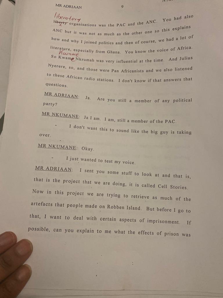 1. My uncle died of lung cancer shortly after my mum died of cancer too. I’d always wondered why he was a member of the PAC rather than the ANC given our family’s position (aunt married into the Luthuli’s & gran and others were ANC etc)Here he offers a striking reflection: