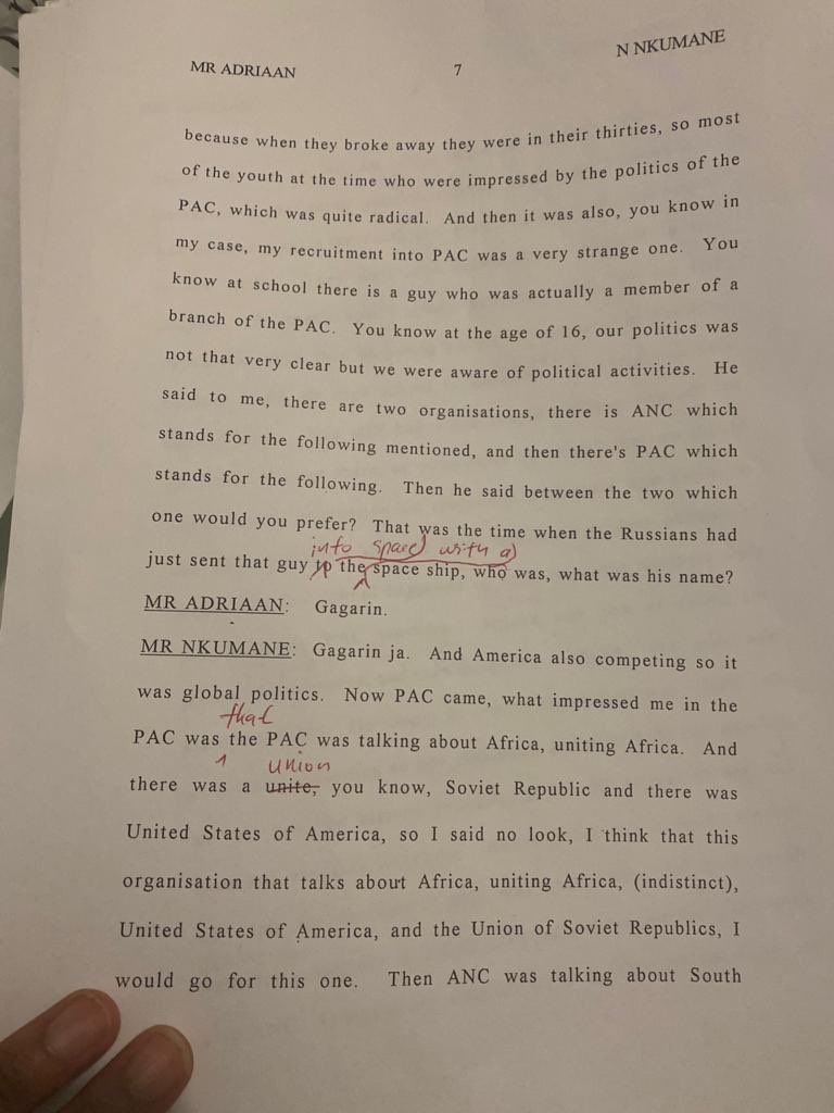 1. My uncle died of lung cancer shortly after my mum died of cancer too. I’d always wondered why he was a member of the PAC rather than the ANC given our family’s position (aunt married into the Luthuli’s & gran and others were ANC etc)Here he offers a striking reflection: